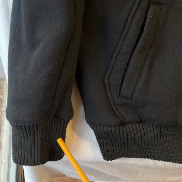 Buffalo David Bitton Men Hoodie Jacket S Black Fleece Zipper Logo Long Sleeve - Picture 9 of 10